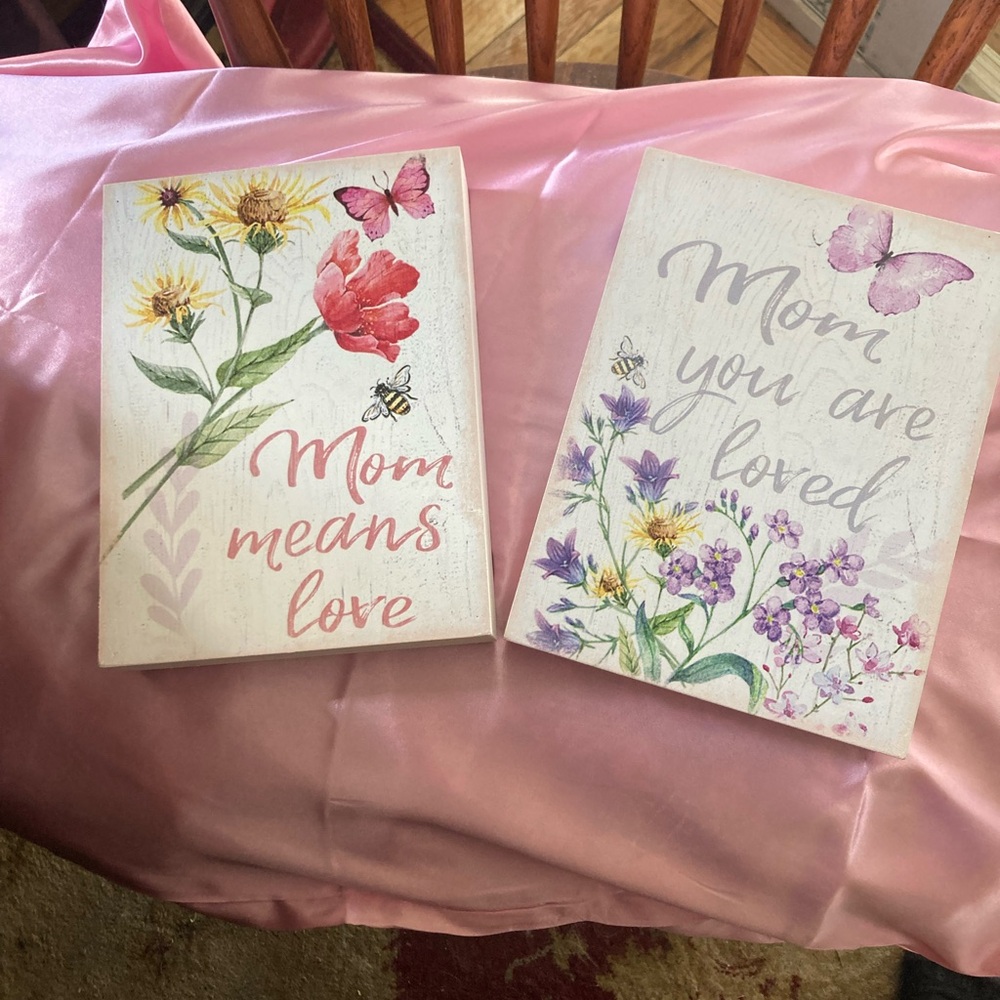 Floral 'Mom' Wall Art Set - Pink & Purple